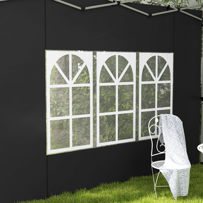 Outsunny Gazebo Side Panels, Sides Replacement with Window for 3x3(m) or 3x4m Pop Up Gazebo, 2 Pack, Black 