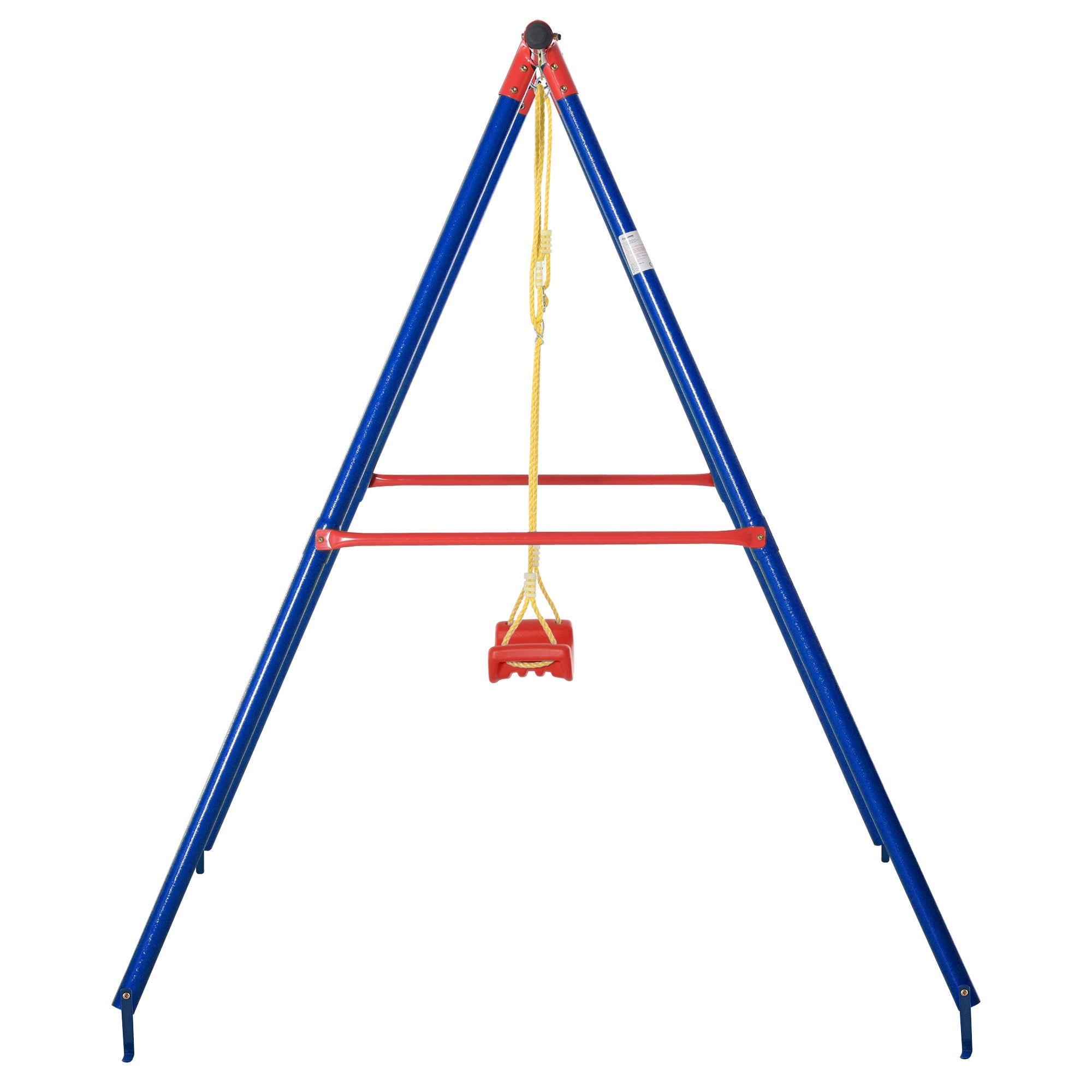 Outsunny Kids Swing Set Toddler Swing Adjustable Rope Heavy Duty A-Frame Stand Outdoor Playset for 3-8 Years Old Blue 