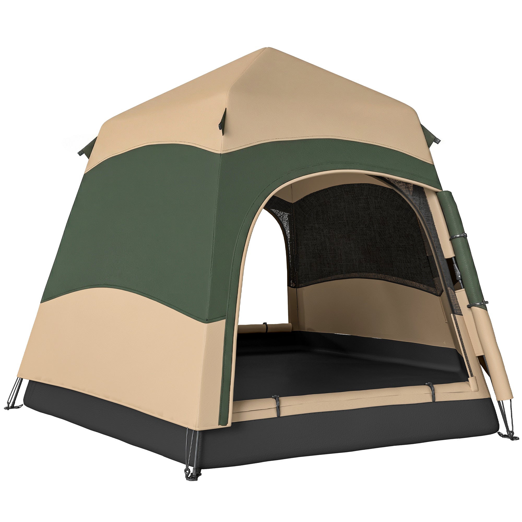 Outsunny Double Layer Instant Pop Up Tent with Rainfly, Portable Camping Shelter with Sewn-in Groundsheet and Carry Bag, Khaki 