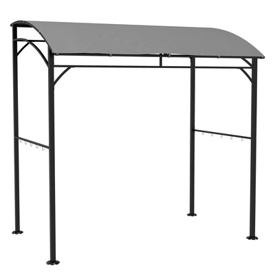Outsunny 2.2 x 1.5 m BBQ Grill Gazebo Tent, Garden Grill with Metal Frame, Curved Canopy and 10 Hooks, Outdoor Sun Shade, Grey 
