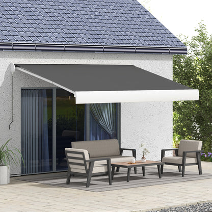 Outsunny 4 x 3(m) Electric Retractable Awning with Remote Controller, Aluminium Frame Sun Canopies for Patio Door Window 