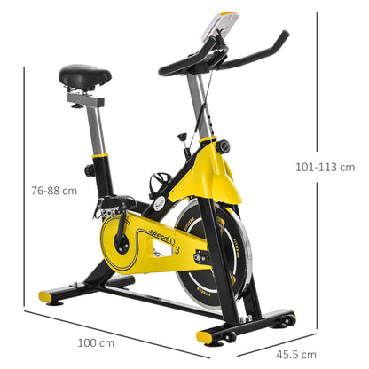 HOMCOM Exercise Bike, with 6kg Flywheel Belt Drive, Adjustable Resistance, LCD Display - Yellow 