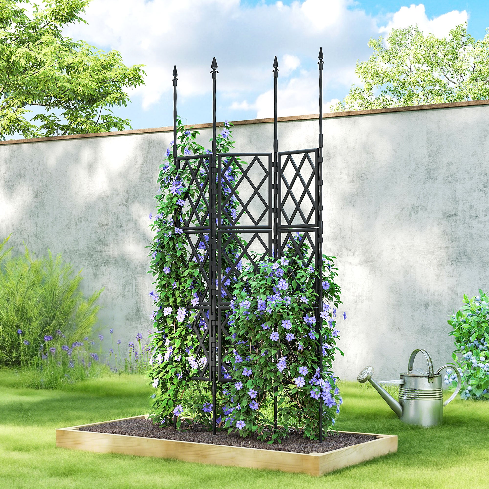 Outsunny Foldable Garden Trellis, Lattice Climbing Support Trellis for Garden, DIY Assembly, 85 x 197 cm, Black 