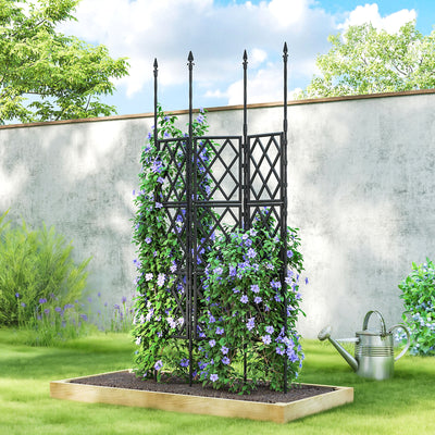 Outsunny Foldable Garden Trellis, Lattice Climbing Support Trellis for Garden, DIY Assembly, 85 x 197 cm, Black 