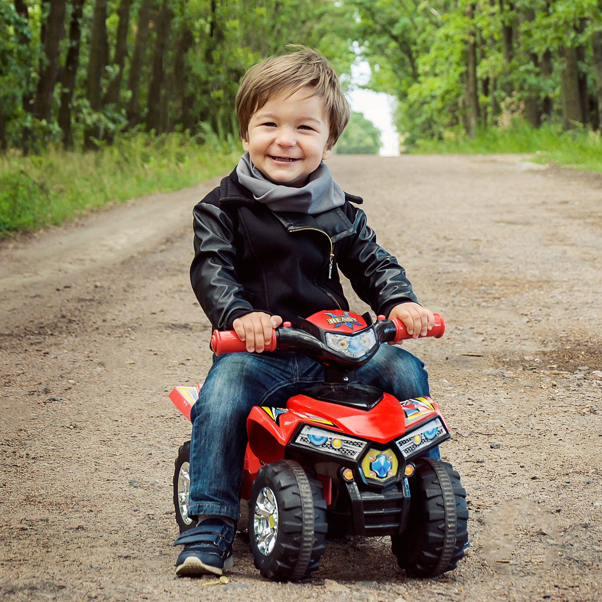 HOMCOM Kids Children Ride-on Toy Off Road Style Quad Bike Racing Car NO POWER 4 Wheels Horn Music Red 