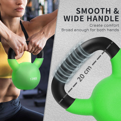HOMCOM Soft Kettlebell, 12kg Kettle Bell with Non-Slip Handle for Home Gym Weight Lifting and Strength Training, Green 