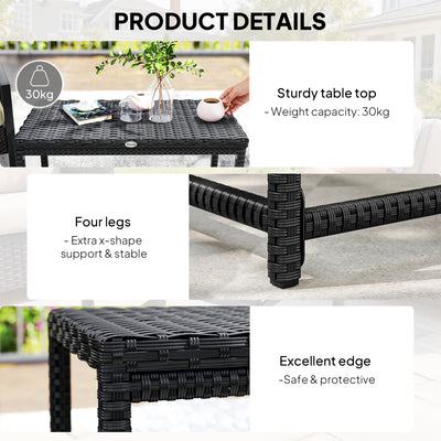 Outsunny Outdoor Coffee Table Side Table with Rectangular Frame for Patio, Balcony, Black 