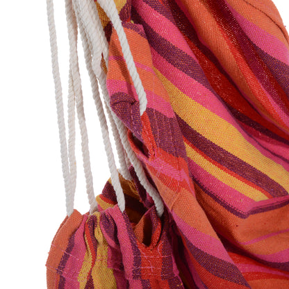 Outsunny Outdoor Hanging Rope Chair with Cotton Rope, Garden Hammock Chair with Wooden Support Bar Cotton Cloth, Portable Garden Chair for Patio & Tree, Red 