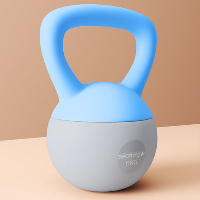 SPORTNOW 6KG Soft Kettlebell, Kettlebell with Non-Slip Handle for Home Gym, Weight Lifting, Strength Training, Light Blue/Grey 