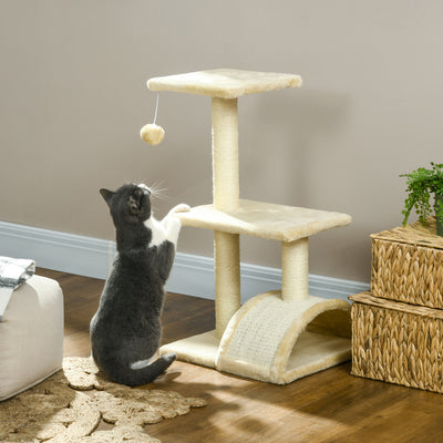 PawHut 72cm Cat Tree with Scratching Post, Pad for Indoor Cats - Cream White 