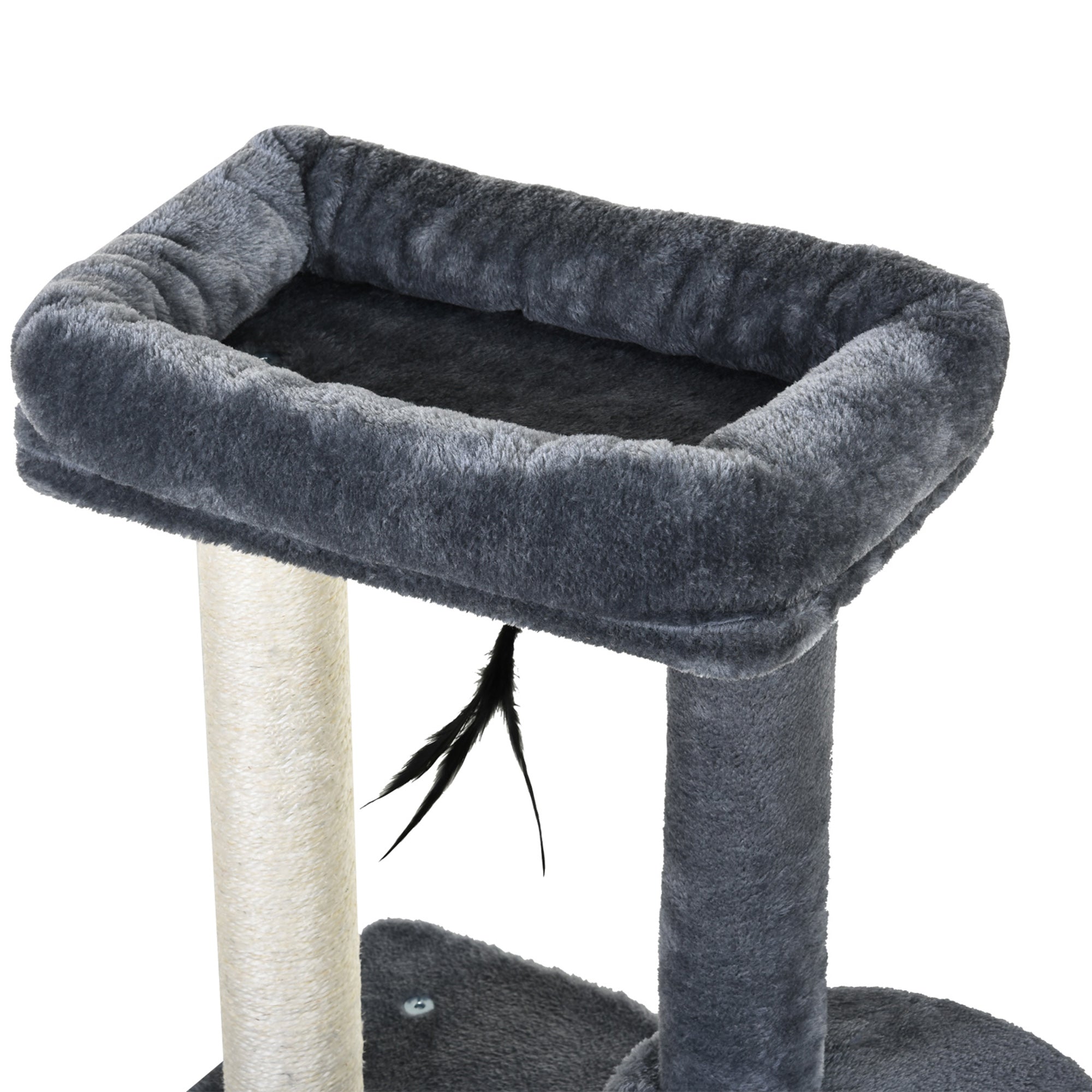 PawHut 100cm Cat Tree for Indoor Cats, Cat Tower Condo for Kittens with Cat House Sisal Scratching Posts, Hanging Ball Toys, Perches - Grey 