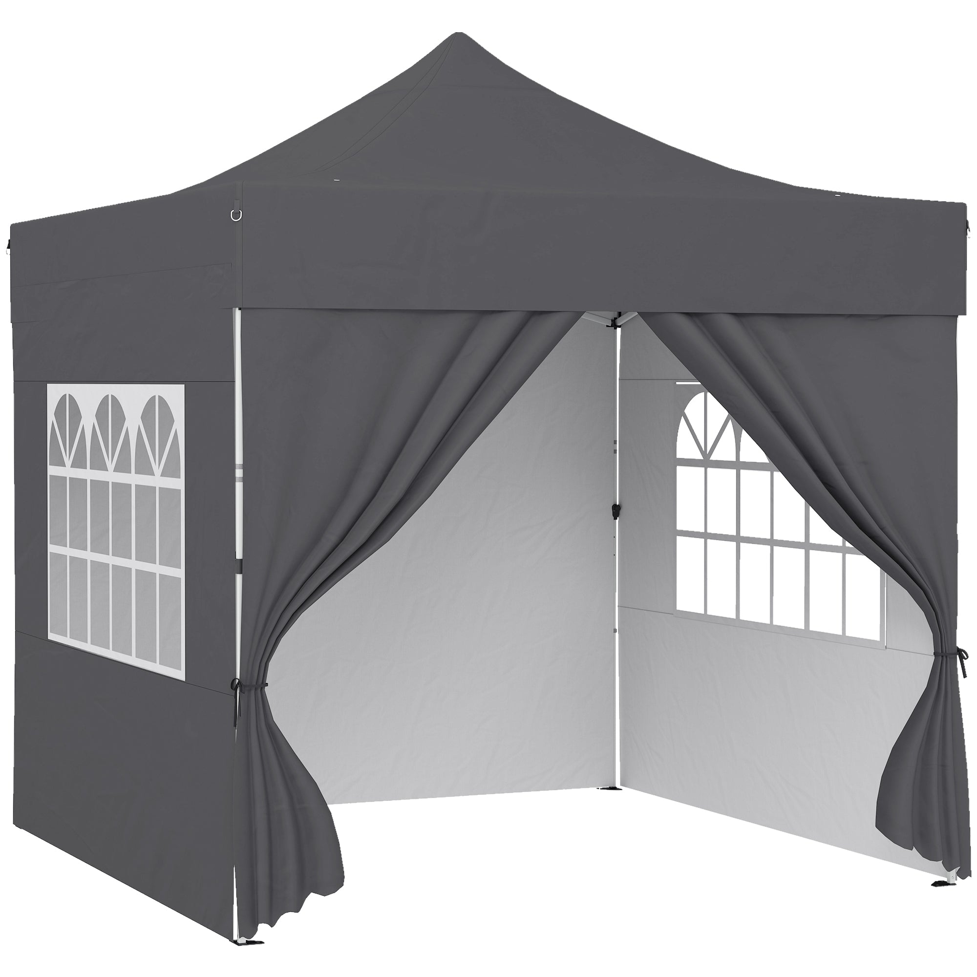 Outsunny 3 x 3 m Pop Up Gazebo with Sidewalls, UPF50+ Heavy Duty Garden Party Tent Marquee with Wheeled Carry Bag, Dark Grey 
