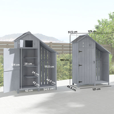 Outsunny Garden Outdoor Storage Shed 3 Shelves Tilt Roof w/ Firewood Rack Log Carrier, 129L x 51.5W x 180H cm 