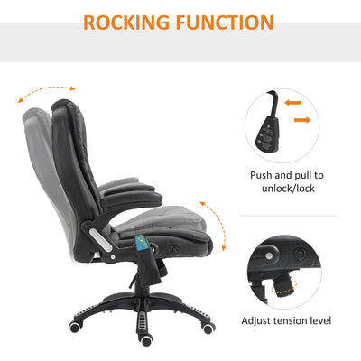 HOMCOM Executive Office Chair with Massage and Heat, High Back PU Leather Massage Office Chair with Adjustable Height, Black 