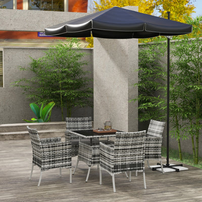 Outsunny Five-Pieces Rattan Dining Set - Mixed Grey 