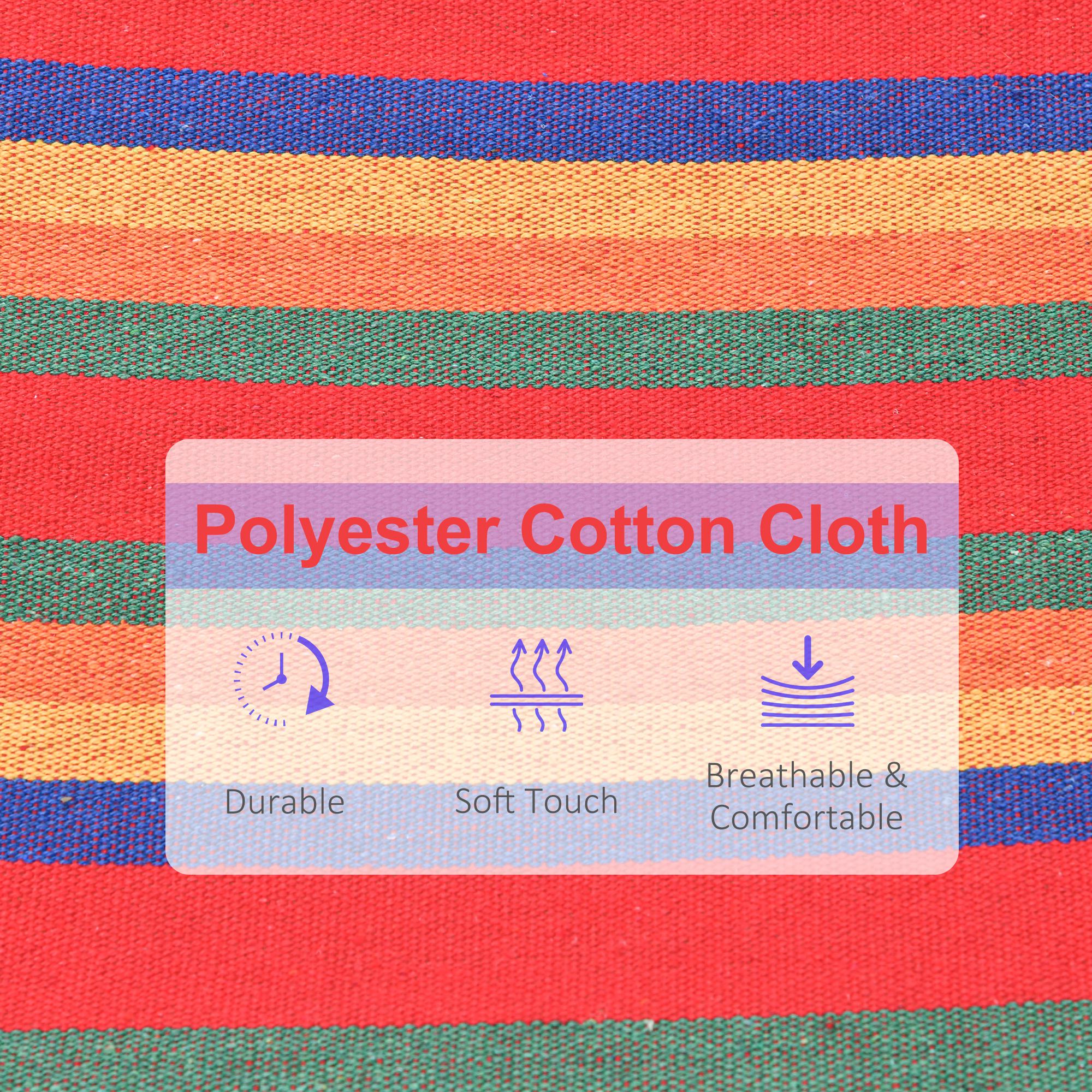 Outsunny Cotton Hammock Soft Portable Swing Sleeping w/ Headrest & Side Pocket Deluxe Swing Chair for Beach, Yard, Bedroom, Patio, Porch, Indoor, Outdoor，270 x 80 cm 