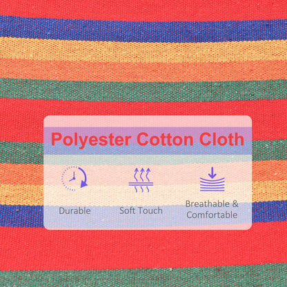 Outsunny Cotton Hammock Soft Portable Swing Sleeping w/ Headrest & Side Pocket Deluxe Swing Chair for Beach, Yard, Bedroom, Patio, Porch, Indoor, Outdoor，270 x 80 cm 