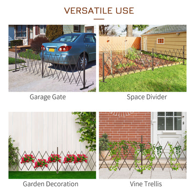 Outsunny Expanding Trellis Fence Freestanding Movable Fence Foldable Garden Screen Panel Aluminium, 405cm x 103.5cm, Dark Brown 