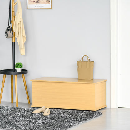 HOMCOM 113L Storage Chest, Storage Box with Flip-Top Lid and 2 Safety Hinges, Storage Trunk for Living Room, Entryway, 100 x 40 x 40 cm, Burlywood 