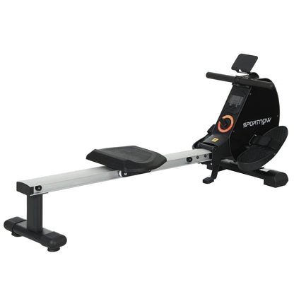 SPORTNOW Folding Rowing Machine, 16-Level Magnetic Rower Machine with Dual Aluminium Slid Rail and LCD Monitor, Vertical Storage, for Home Gym Cardio Training, 150kg Weight Capacity
