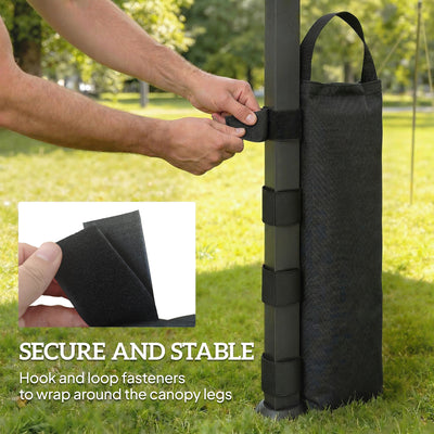 Outsunny 8 Pack Gazebo Sand Weights Bags, 40 kg 600D Heavy Duty Sand Bags Sandbags for Canopy Tent Legs, Without Sand, Black 