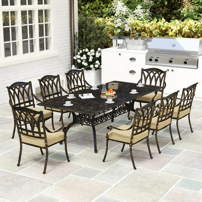 Outsunny Nine-Piece Cast Aluminium Garden Dining Set - Bronze Tone 