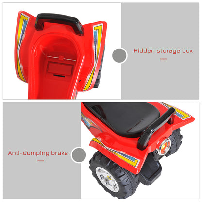 HOMCOM Kids Children Ride-on Toy Off Road Style Quad Bike Racing Car NO POWER 4 Wheels Horn Music Red 