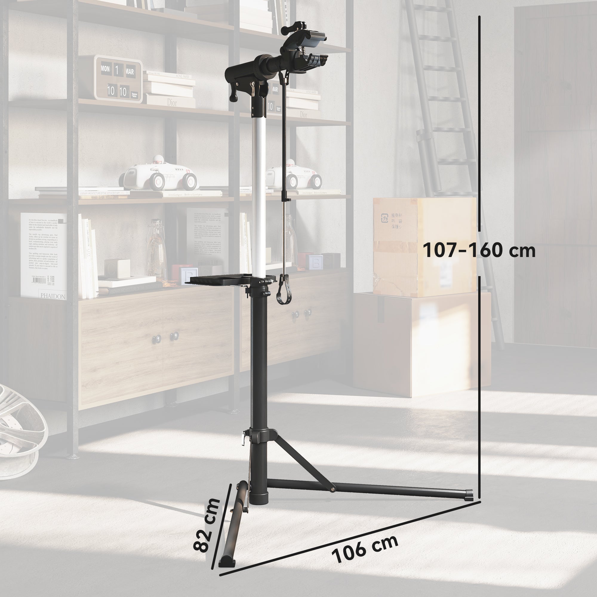 HOMCOM Bike Repair Stand, Heavy Duty Bike Stand for Maintenance, Max Load 40kg, Height Adjustable, Foldable and 360\'c2\'b0 Rotatable for Road Bike, Mountain Bike, E-Bike