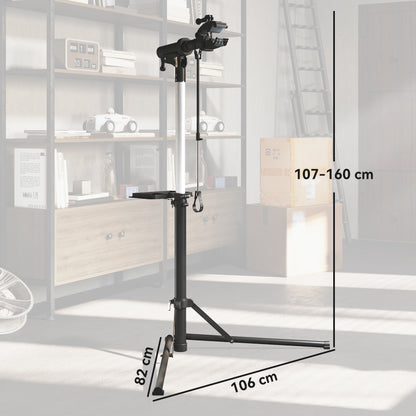 HOMCOM Bike Repair Stand, Heavy Duty Bike Stand for Maintenance, Max Load 40kg, Height Adjustable, Foldable and 360\'c2\'b0 Rotatable for Road Bike, Mountain Bike, E-Bike
