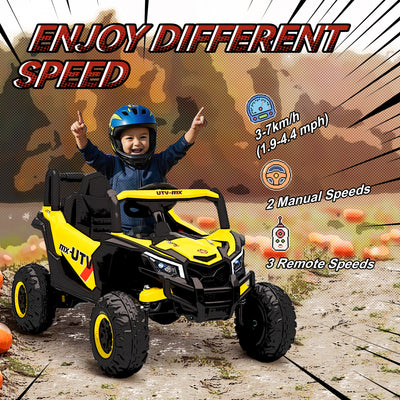 AIYAPLAY 12V Kids Ride On Car with Remote Control, Kids Electric Car with Suspension System, Music, for Kids 3-5 Years, Yellow 