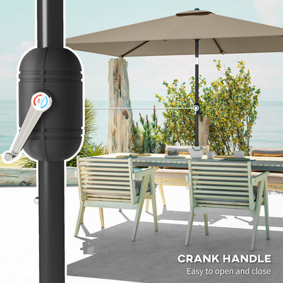 Outsunny Garden Parasol, Parasol Umbrella with Crank Handle, Tilt Function, Polyester Canopy, Khaki 