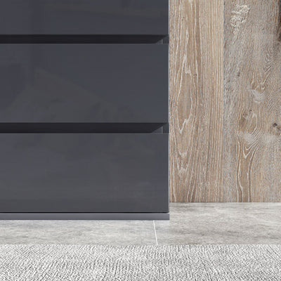 HOMCOM High Gloss Chest of Drawers, 4-Drawer Storage Cabinets, Modern Dresser for Bedroom, Grey 