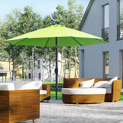 Outsunny 2.7M Garden Parasol Umbrella with Glass Fibre Ribs and Aluminium Frame, Tilting Sun Shade Shelter Canopy, Light Green 