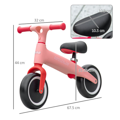 AIYAPLAY Baby Balance Bike, with Adjustable Seat, for 1.5-3 Years - Pink 