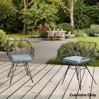 Outsunny Set of 6 Chair Cushion Seat Pads Dining Chair w/ Straps, Indoor Outdoor Removable Tie On Garden Patio, Light Grey 