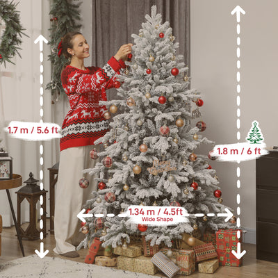 HOMCOM 6ft Snow Flocked Artificial Christmas Tree 