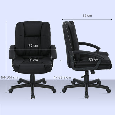 HOMCOM Linen-Look Padded Office Chair - Black 
