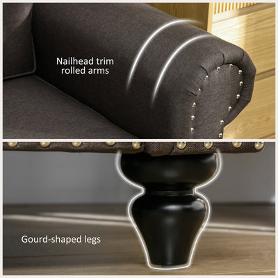 HOMCOM Two-Seater Mid-Century Sofa, with Pocket Springs - Dark Brown 