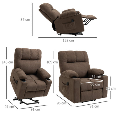 HOMCOM Electric Riser and Recliner Chair for Elderly, Power Lift Recliner Chair with Remote Control, Dark Brown 