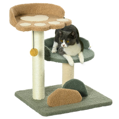 PawHut 52cm Small Cat Tree for Indoor Cats, Scratching Posts with Two Beds, Toy Ball 