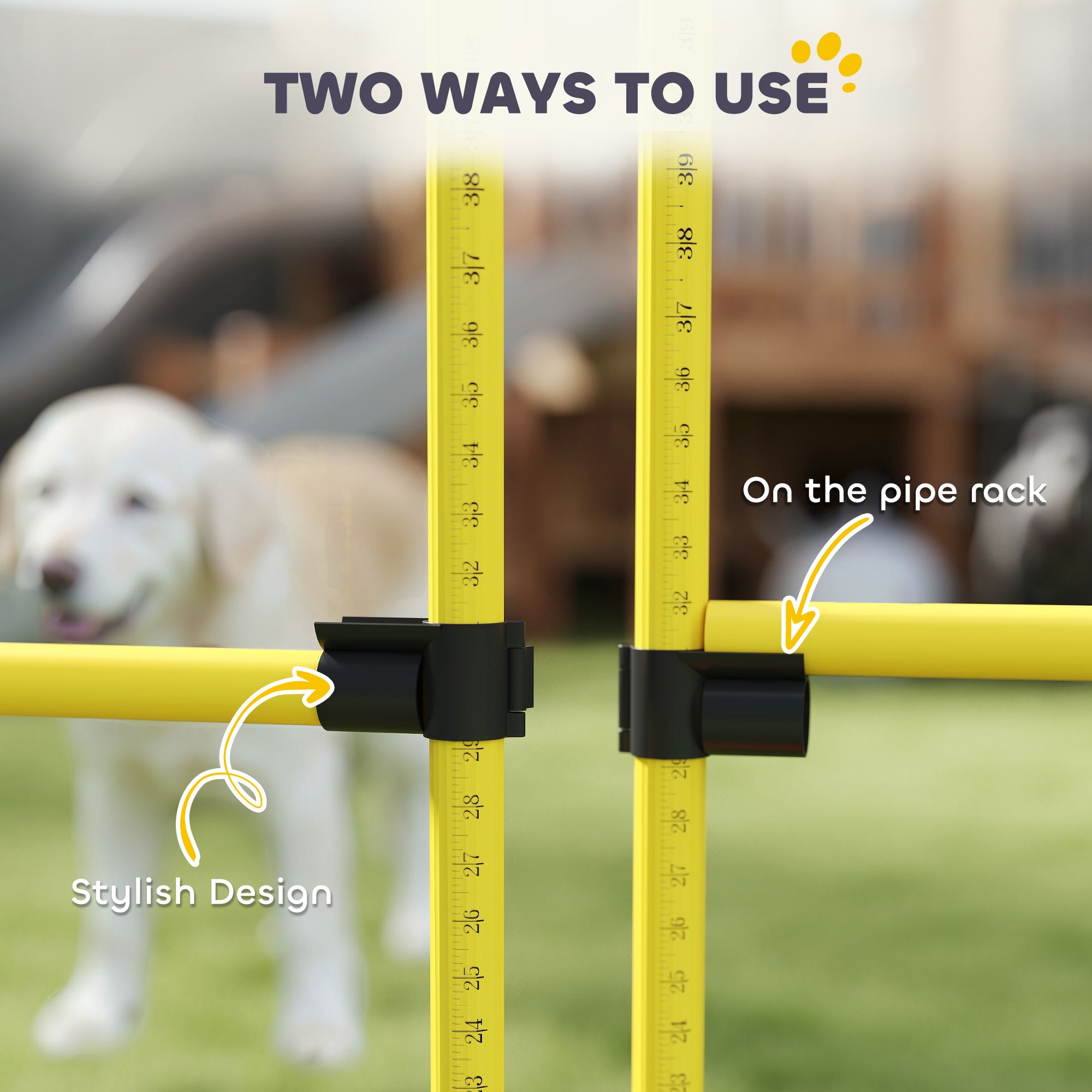 PawHut 4 Piece Dog Agility Equipment with 4 Hurdle & Carry Bag for Jump Training, Yellow 