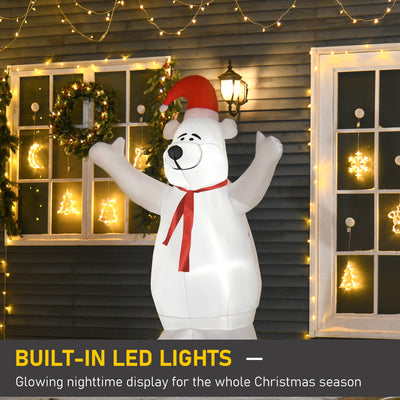 HOMCOM 6ft Tall Outdoor Inflatable Bear Airblown Projection Holiday Christmas Lawn Décor 