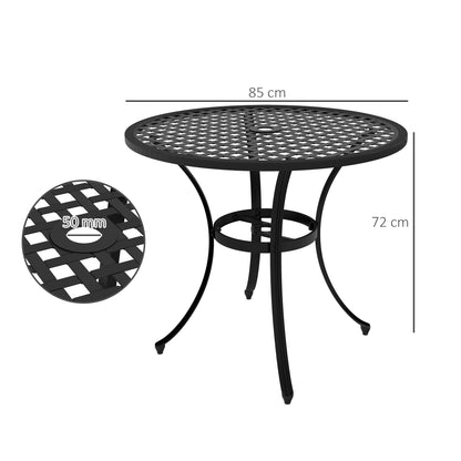 Outsunny Round Aluminium Table, with \'e2\'8c\'8050mm Parasol Hole