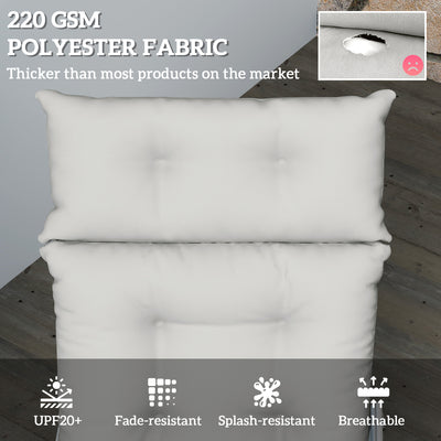 Outsunny Sun Lounger Cushion Only, 190x56x10cm Garden Lounge Chair Cushion, UPF20+ 220gsm Fabric, Thick Sunbed Replacement Cushion with 6 Ties, Light Grey 