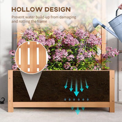 Outsunny Wooden Planter with Trellis, Freestanding Raised Bed for Garden with Lattice, Outdoor Planter Box for Climbing Plants, Vines, Flowers, 76 x 36 x 170 cm, Natural 