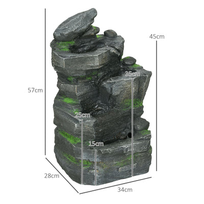 Outsunny Garden Water Feature with LED Lights - Dark Grey 