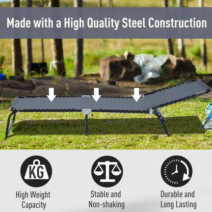 Outsunny Foldable Sun Lounger, Outdoor 4 Level Adjustable Backrest Reclining Chaise Chair, Steel Frame Recliner Chair for Camping, Hiking, Grey 