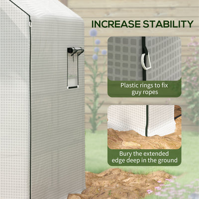 Outsunny Greenhouse Cover Replacement Walk-in PE Hot House Cover with Roll-up Door and Windows, 140 x 143 x 190cm, White 