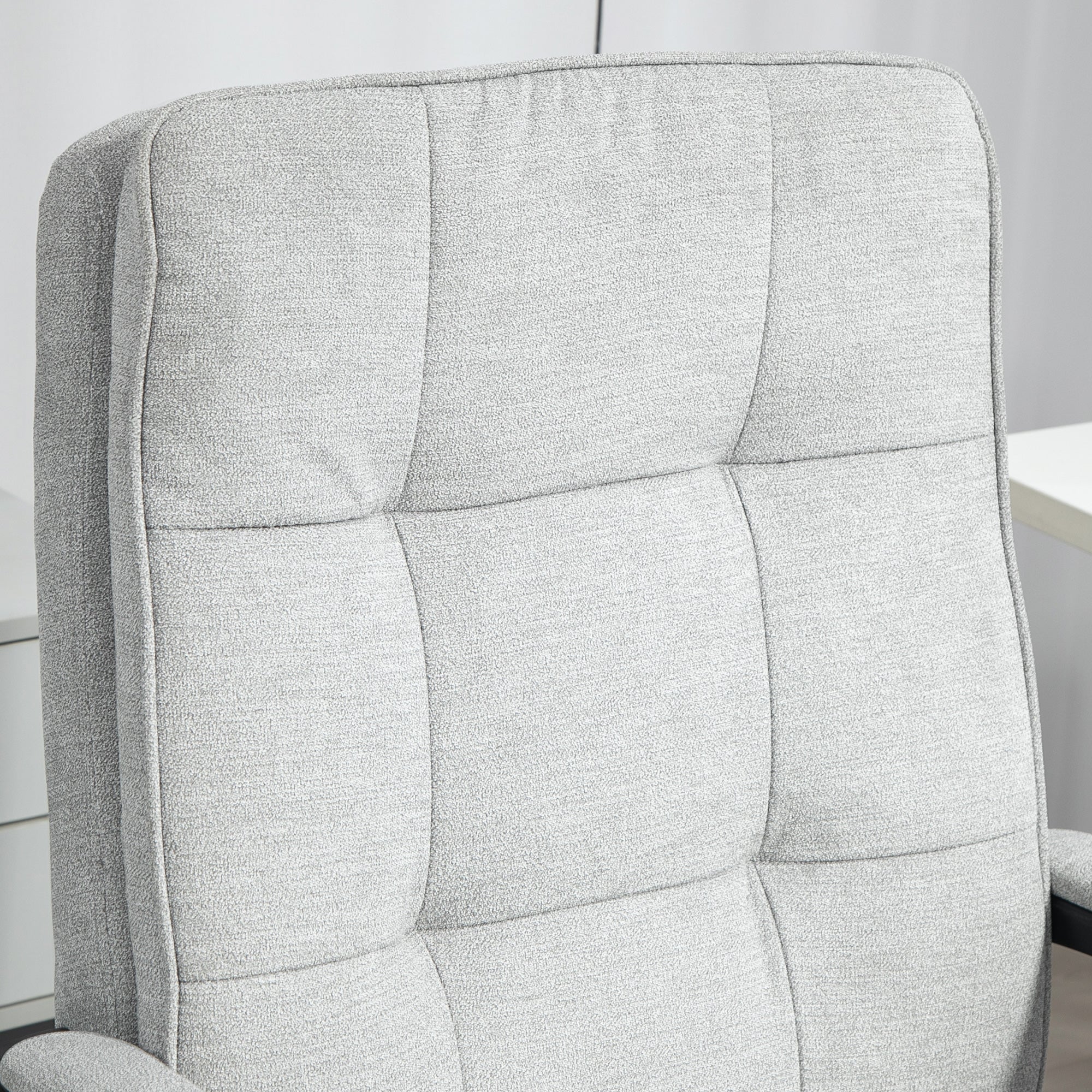HOMCOM Linen-Look Double-Padded Office Chair - Grey 