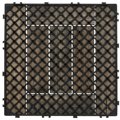 Outsunny 27 Pcs Wooden Interlocking Decking Tiles, 30 x 30 cm Outdoor Flooring Tiles, 2.5\'e3\'8e\'a1 per Pack, for Patio, Balcony, Terrace, Hot Tub, Charcoal Grey